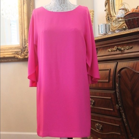Gianni Bini HOT PINK cape style dress Medium - Picture 3 of 9